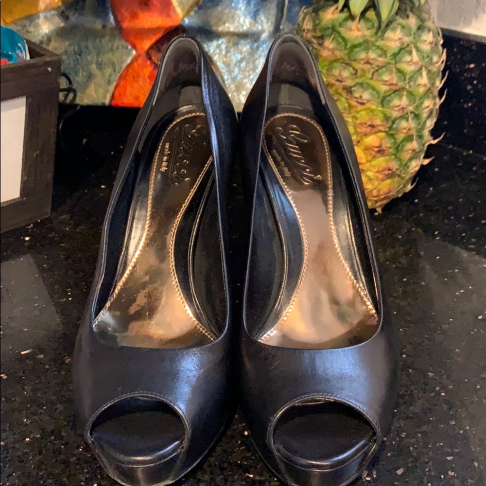 Gucci peep toe heels worn twice.